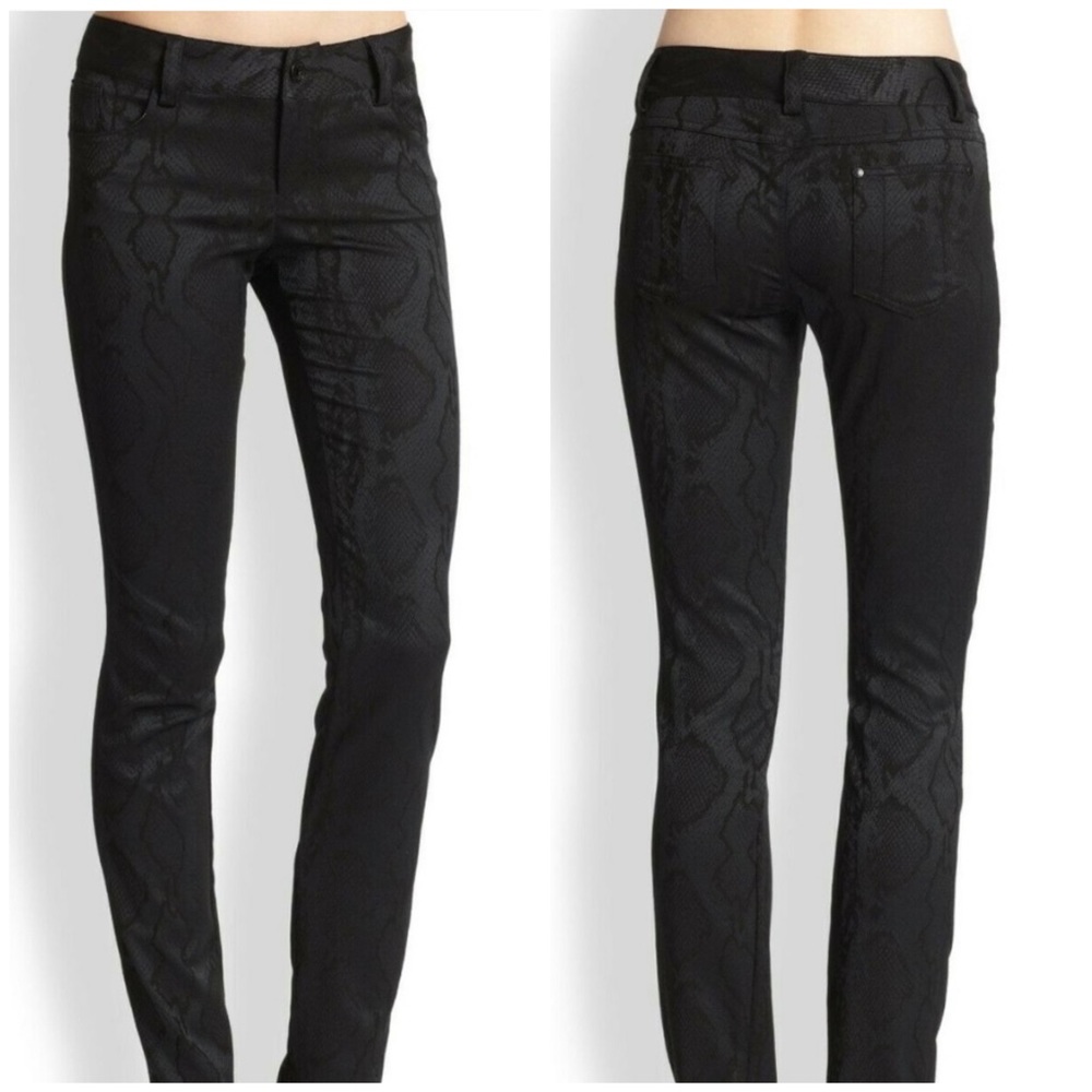 Alice + Olivia Muted Black Snakeskin Pants